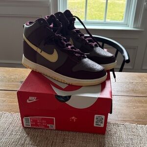 Nike Dunk High in Burgundy and Cream